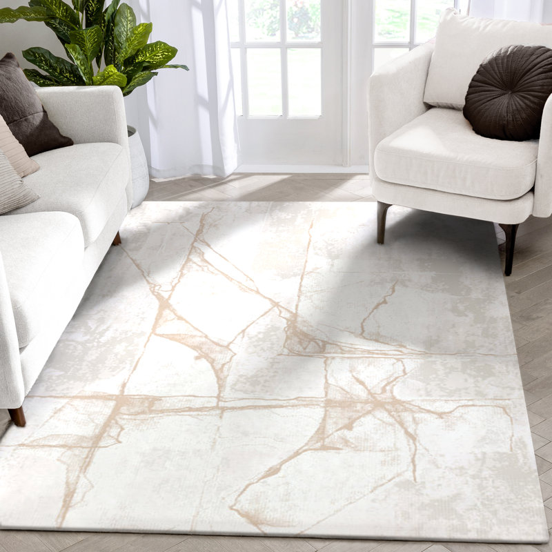 Well Woven Cairo Allegra Abstract Ivory Rug, Rectangle 120 x 160 cm