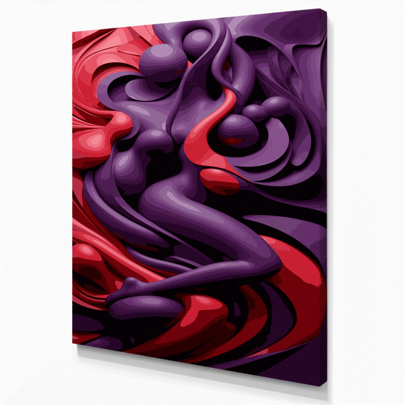 Art mural abstrait sur toile 74 mauve, H 14 po x l 11 po