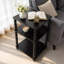 Table d'appoint en bois avec tablette de rangement, table de chevet multi-usage en chêne noir rustique brun pour le salon, la chambre, le bureau et les petits espaces