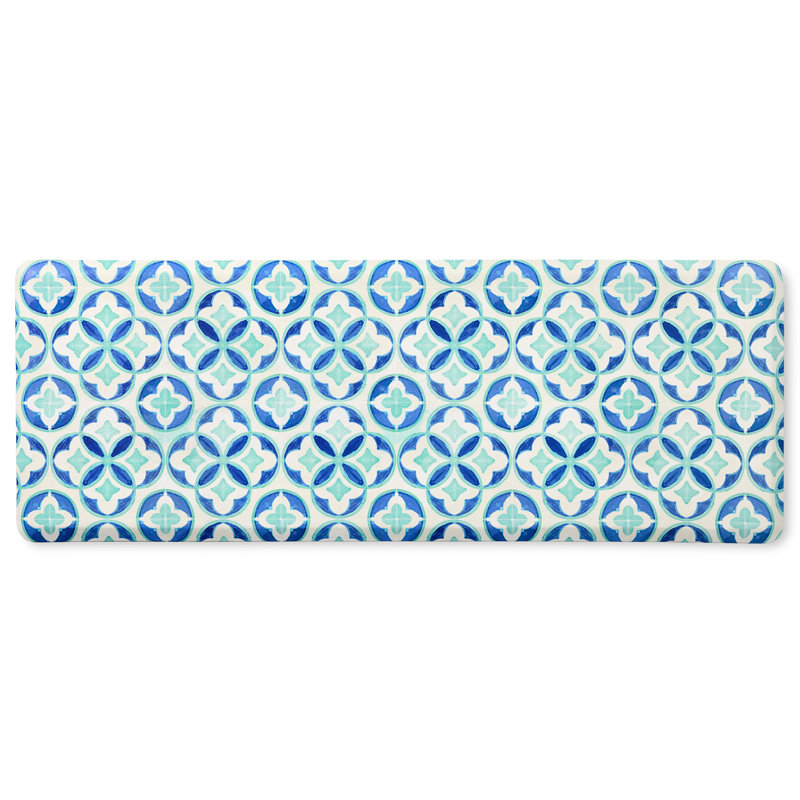 Tapis de cuisine antidérapant FIESTA Postiano, Bleu / turquoise / blanc