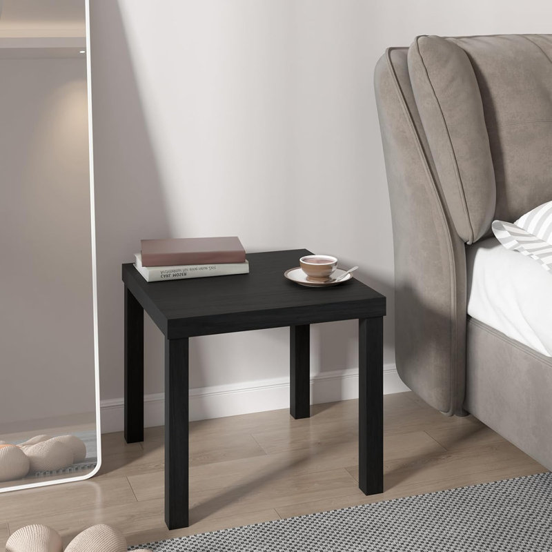Table de bout petite table carrée, table basse moderne, 19,7 po, ensemble de 2, Noir, noir, noir, noir