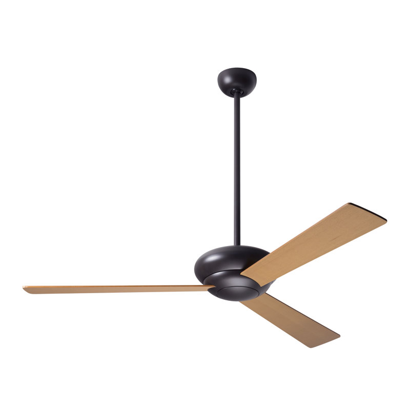 Downrod Ceiling Fan, Wall Control with Remote Handset (2-wire), Dark Bronze, Maple