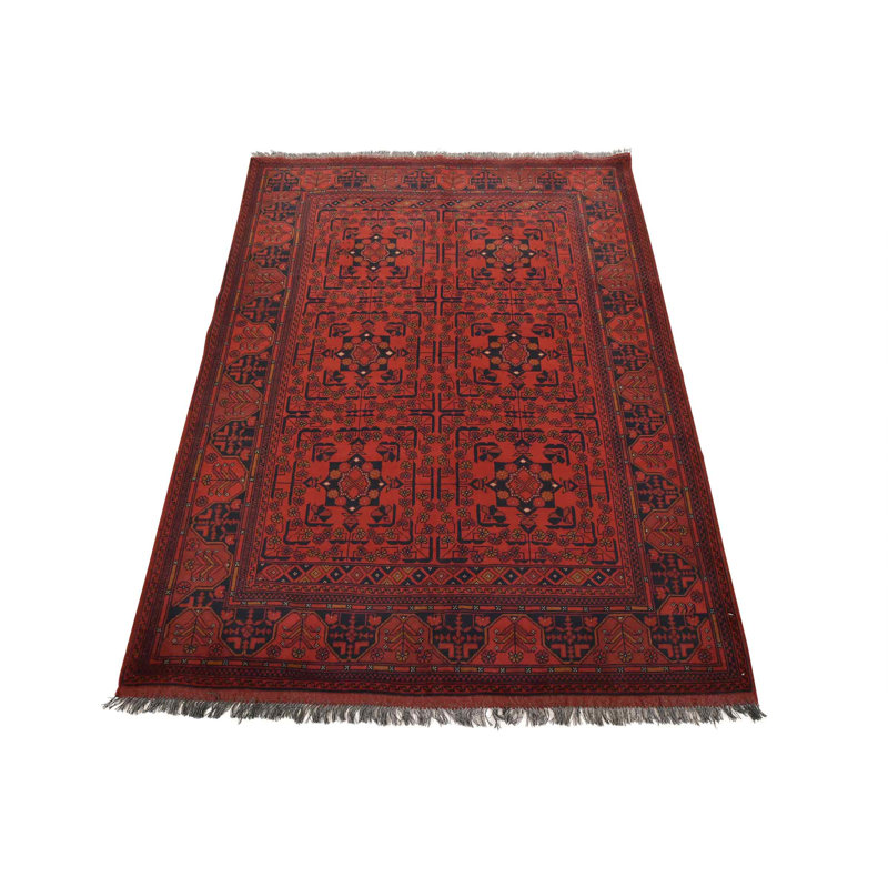 Tapis rouge nouvel âge en laine 5 pi 1 po x 6 pi 7 po Moniya