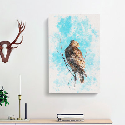 Hawk Perched In A Tree - Wrapped Canvas