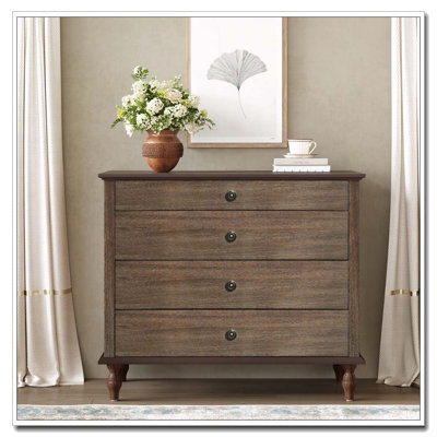 Large 4-Drawer Chest with Solid Wood Foot