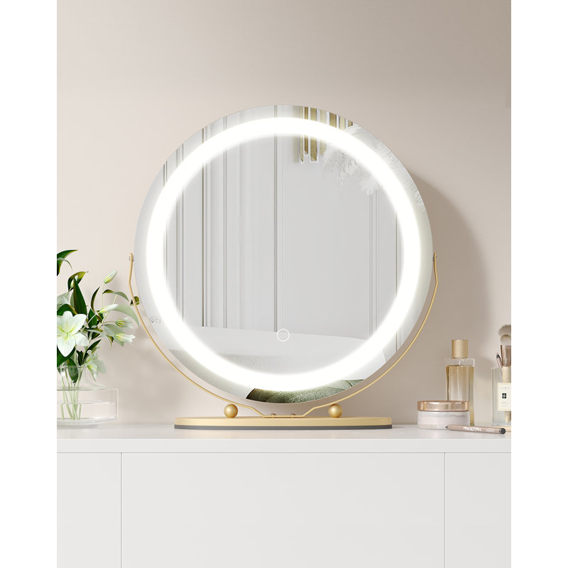 Miroir de salle de bain avec lumières mural / de bureau, chambre / vestiaire, Doré