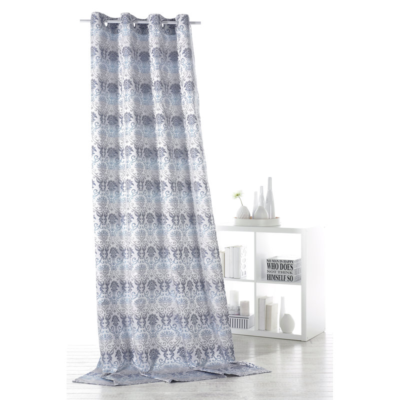 Gravette Room Darkening Single Curtain, Silver/Blue