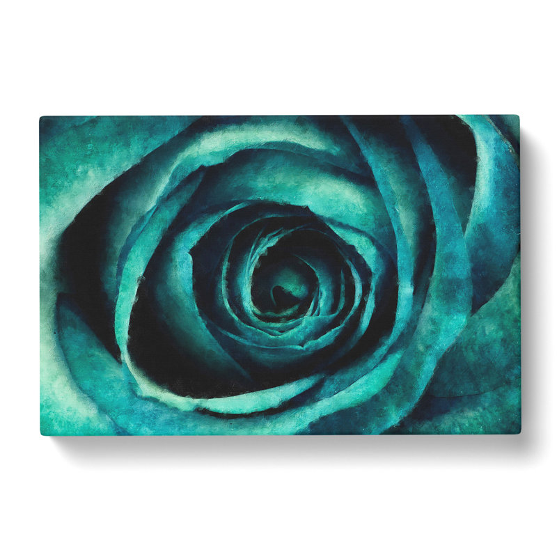 A Teal Rose - Wrapped Canvas Painting, 50cm H x 76cm W x 3cm D