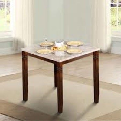 Lutterworth Marble Top Solid Wood Base Dining Table