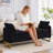Lunara 66"W Upholstered Teddy Modern Bedroom Storage Bench End of Bed with Gold Legs,Arm Pocket and 2 Pillows-1637851985-1632107627