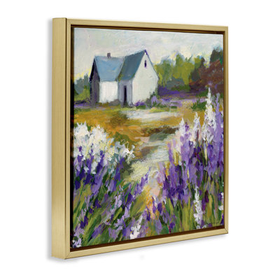 Lavender Field and Cottage Floater Canvas Wall Art, design by Susan Winget