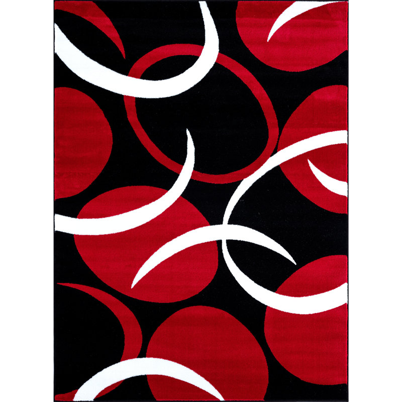 Tapis à motif abstrait rouge Dossantos, Rectangle 3 pi 9 po x 5 pi 4 po