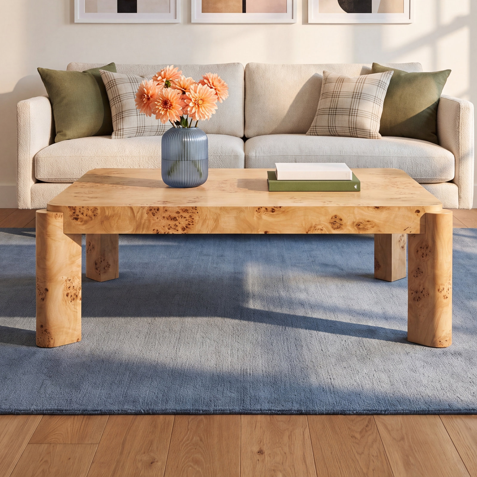 Jakus 47" Burl Wood Coffee Table, Clear Maple Burl