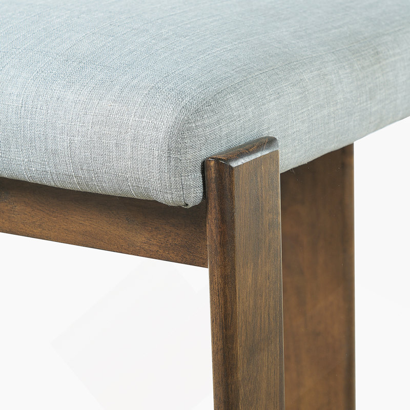 Ensemble de 2 tabourets de bar modernes en bois massif à hauteur de comptoir de 24 po, chaise d'îlot de cuisine revêtue de lin avec pieds en bois au fini noyer pour café-bar Home, gris clair