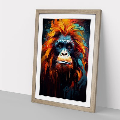 Orangutan Expressionism No.2 - Single Picture Frame Print on Wood