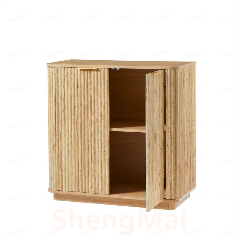 Armoire-buffet élégante à conception courbée avec rangement réglable pour espaces de vie modernes
