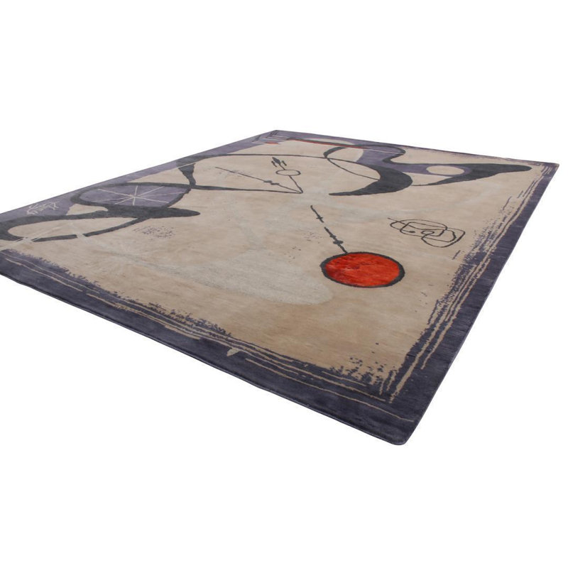Mid Century Modern Hand Knotted Geometric Area Rug, Rectangle 12' x 15'