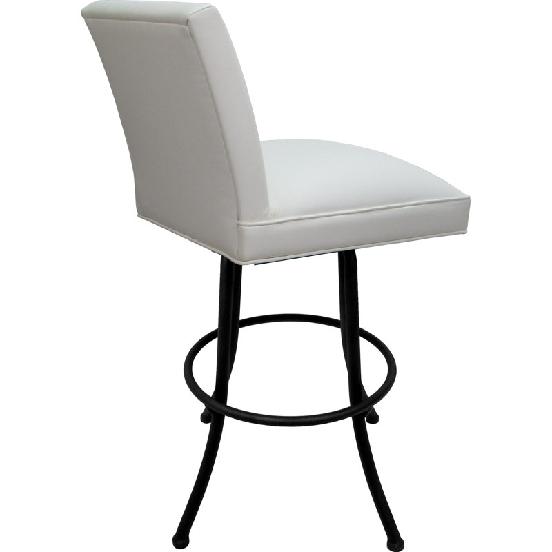 Vinyle, White Seat/Black Frame, Bar Stool (34” Seat Height)