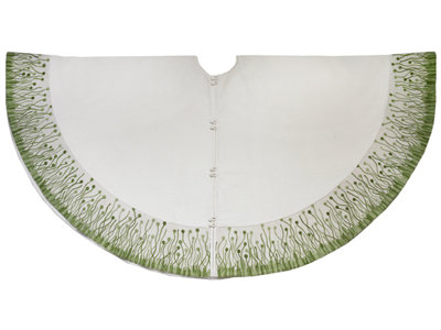 Flora Christmas Tree Skirt in Green