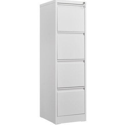 Vertical 4-Drawer File Cabinet with Lock, Narrow Steel Metal Storage Cabinet for Letter/A4/Legal Size Home Office Use