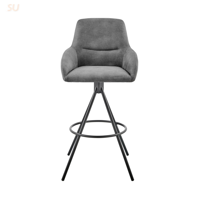 26 Inch Counter Height Bar Stool In Charcoal Fabric And Black Finish, Comfortable And Durable Seating For Modern Kitchens And Bars, Bar Stool