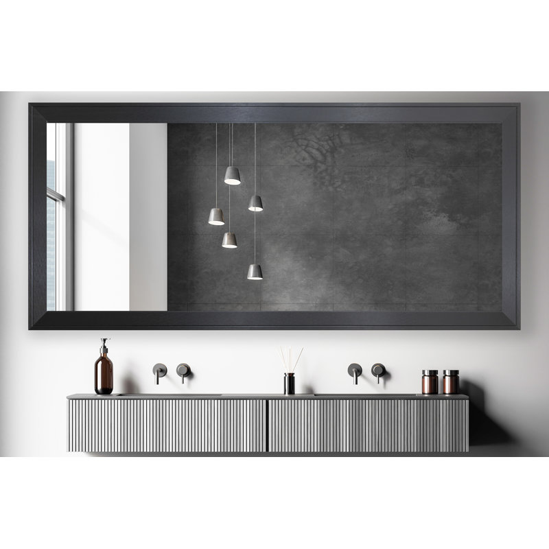 Miroir de salle de bain / cadre en bois Abdelmalek, 38,5 po x 75 po