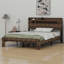 Structure de lit plateforme en bois avec tête de lit à DEL avec rangement et 2 USB, grand rangement sous le lit