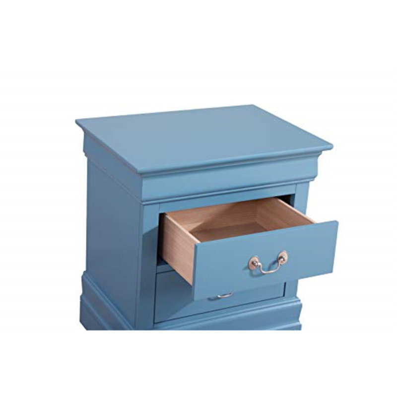 Nanhey Wooden Nightstand, Teal Blue