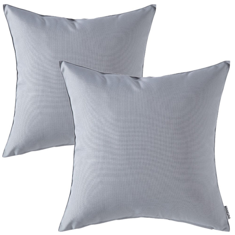 Ensemble de 2 housses de coussin imperméables pour l'extérieur, 18 po x 18 po, Gris, Carré