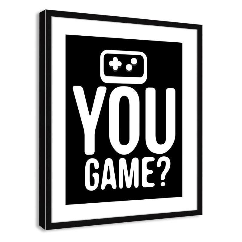 «You Game inversée», art encadré, H 26,5 po x l 22,5 po x P 0,63 po, Encadré de boîte noir