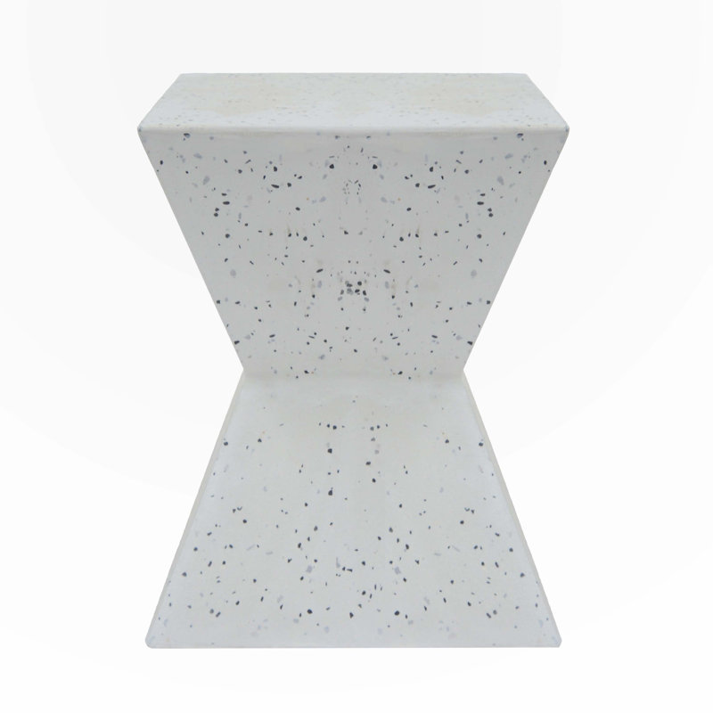 Table d'appoint carrée d'extérieur en béton blanc Terrazzo