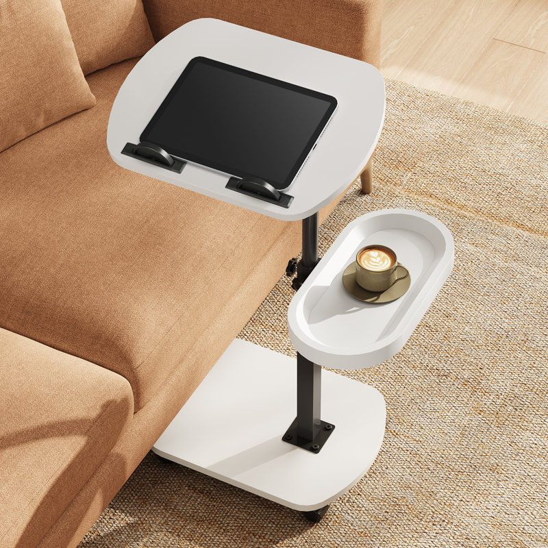20.4'' C-Table End Table , Sofa Side Table for Couch - Space-Saving Slide-Under Design - Hanging Organizer Included