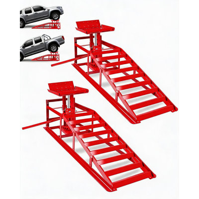 5 Ton Hydraulic Car Ramps – Adjustable 9.3-14 Inch Vehicle Lift Ramps for Cars/SUVs/Trucks, Anti-Slip Steel Auto Repair Ramps with Safety Chain Bolt, Garage Workshop Tools