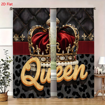 Ensemble de 2 pièces Rideaux de fenêtre à motif de couronne de luxe Regal