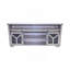 Meuble télé 65,3 po avec bandes lumineuses à DEL et porte de grange en fer avec bande décorative en Y de style campagnard gris-501256830