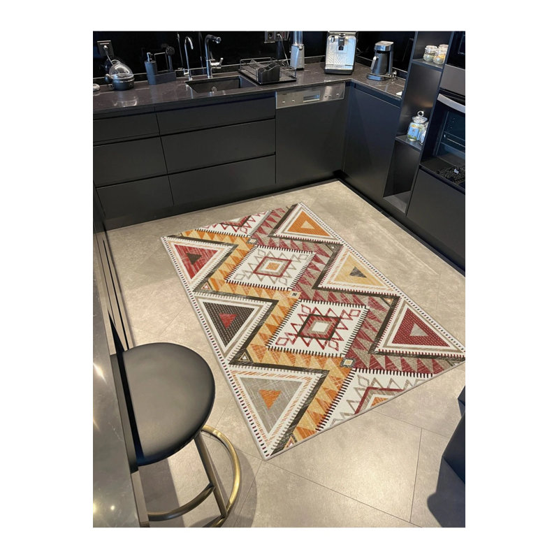 Tapis décoratif à motif géométrique croisé, Rond 5 pi