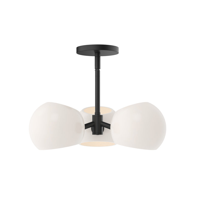 Willow 3 - Light Unique/Statement Pendant, Matte Black, Opal