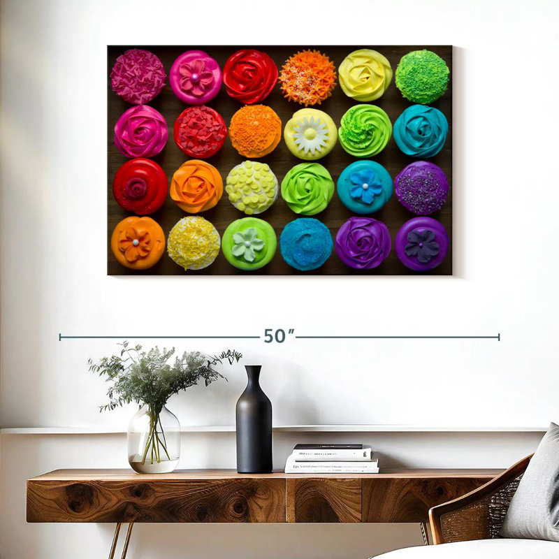 Yarlin Rainbow Cupcakes, 26" H x 39" W
