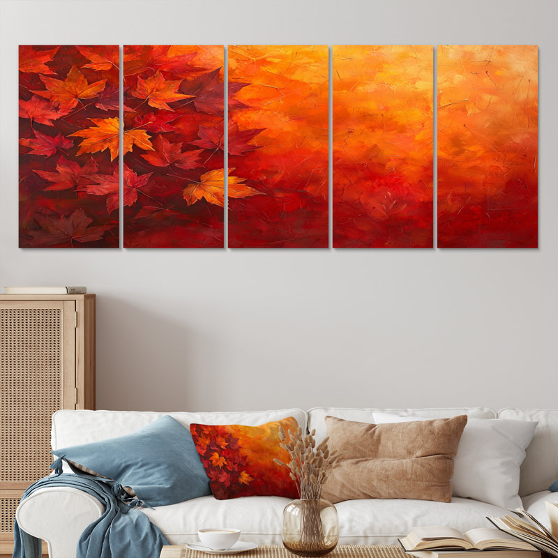 Feuilles d'érable d'automne - Art mural - feuilles, décoration murale traditionnelle, H 32 po x l 80 po, 5