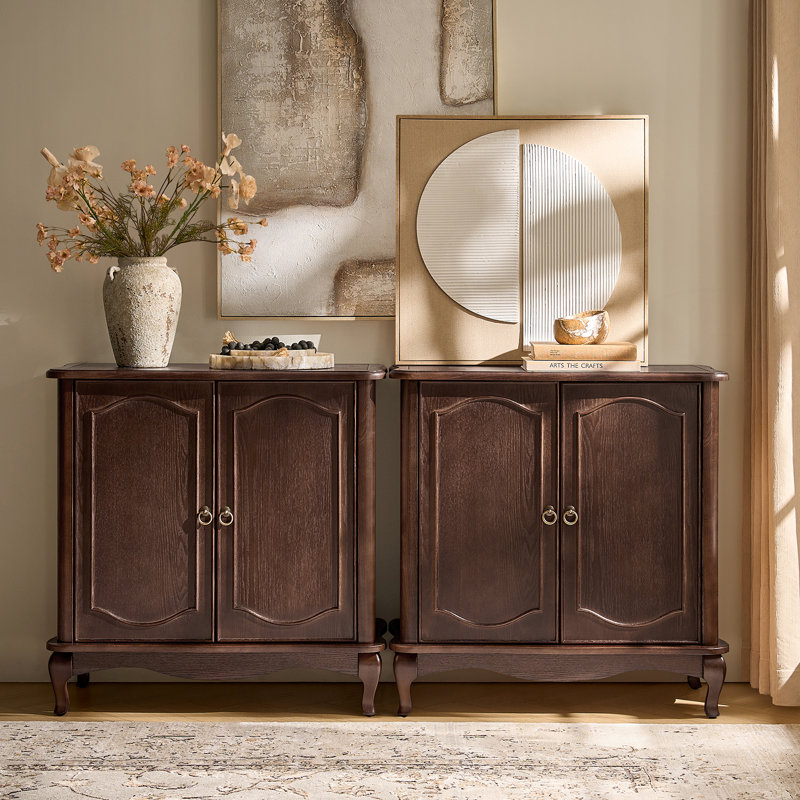 Lundgren 32"Wide Traditional 2 Door Cabinet with Adjustable Shelving, Walnut