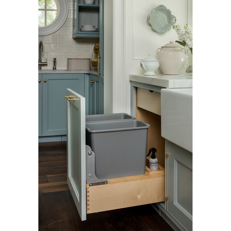 Rev-A-Shelf Wood Pull Out Trash/Waste Container with Soft Close