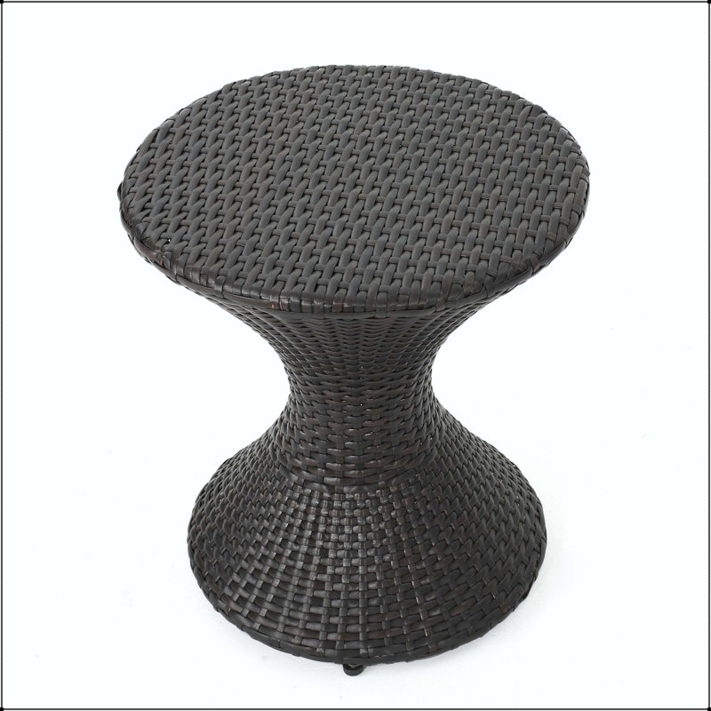 Table d'appoint d'extérieur en osier de 16 po en forme de sablier brun