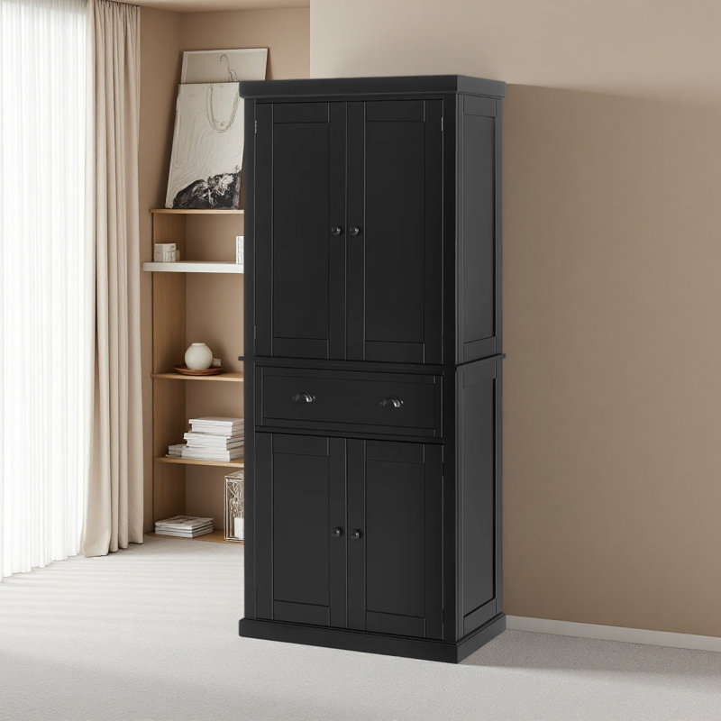 Armoire de rangement pour couloir, armoire de cuisine, armoire de rangement autoportante pour la maison, Noir
