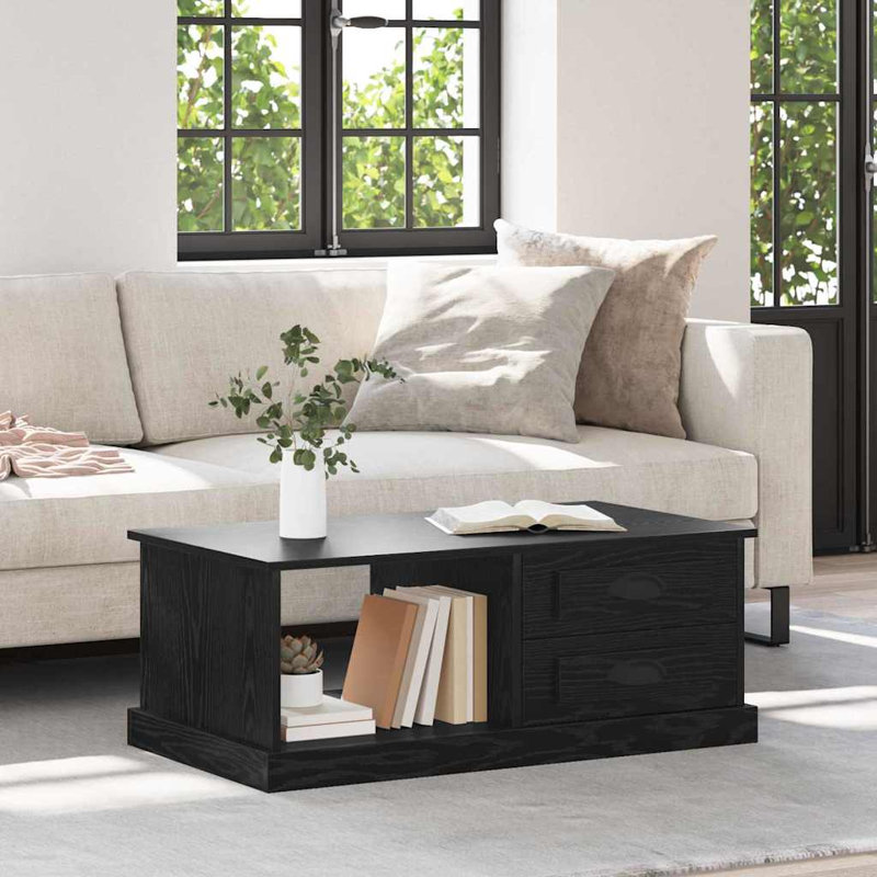 Coffee Table with Storage, Black Oak