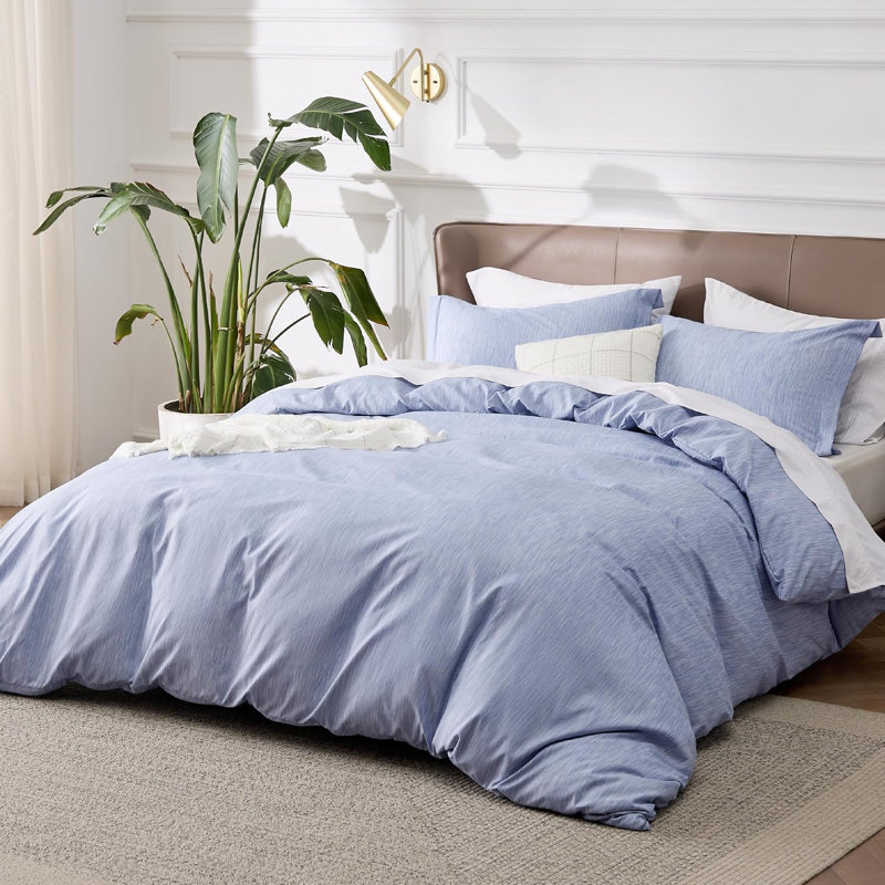 Bedsure Super Soft Cationic Dyed Duvet Cover, King Duvet Cover + 2 King Pillowshams, White Swan