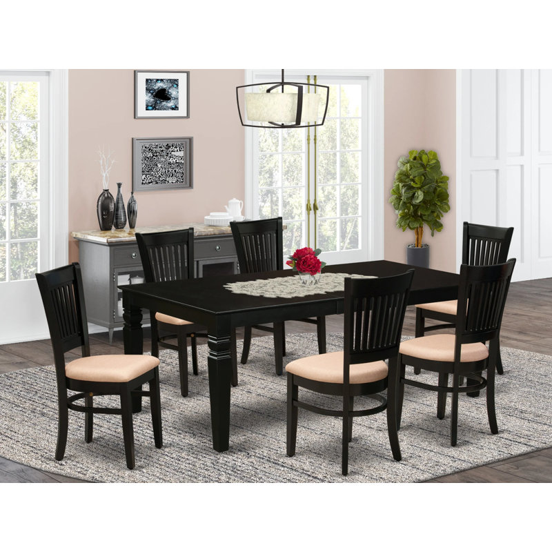 Ensemble de table de salle à manger 7 pièces 7 pièces Modernes, 7 pièces: 1 table, 6 chaises, Noir