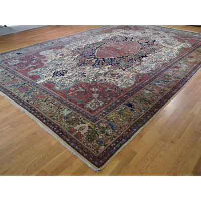 Viper One-of-a-Kind 12'2" x 18'8" 1900s Rectangle Cotton and Wool Area Rug in Red