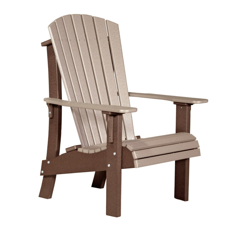Zussen Outdoor Adirondack Chair, Weatherwood/Chestnut Brown