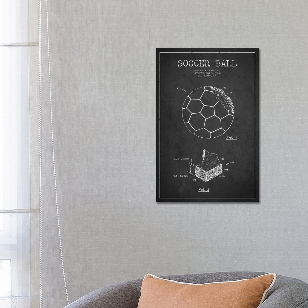 Brantley Soccer Ball Charcoal Patent Blueprint by Aged Pixel - Gallery-Wrapped Canvas Giclée on Canvas