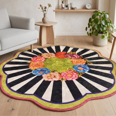 Floral Sunburst Round Area Rug